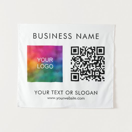 Aangepaste Seminar Party Event QR Code Logo Achter Wandkleed (Voorkant (horizontaal))