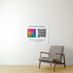 Aangepaste Seminar Party Event QR Code Logo Achter Wandkleed