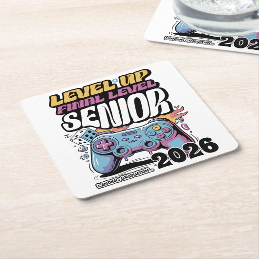 Aangepaste Senior Class van 2026, Funny Gamer Afst Kartonnen Onderzetters (Schuin)