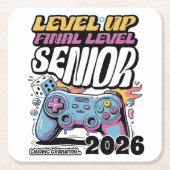 Aangepaste Senior Class van 2026, Funny Gamer Afst Kartonnen Onderzetters (Voorkant)