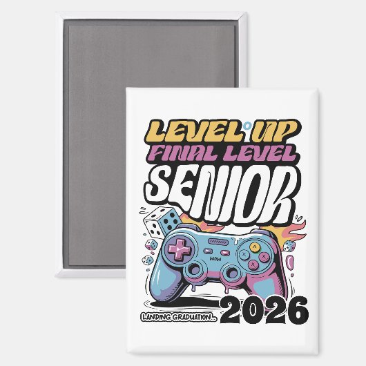 Aangepaste Senior Class van 2026, Funny Gamer Afst Magneet (Voorkant / Achterkant)