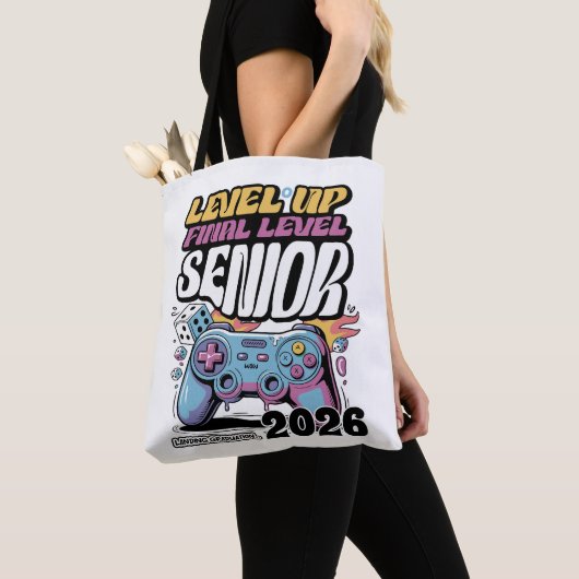 Aangepaste Senior Class van 2026, Funny Gamer Afst Tote Bag (Dichtbij)