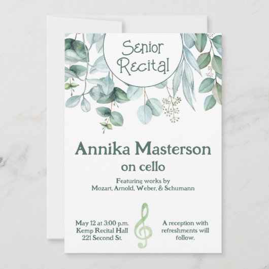 Aangepaste Senior Music Overweging verlaat Greener Kaart (Voorkant)