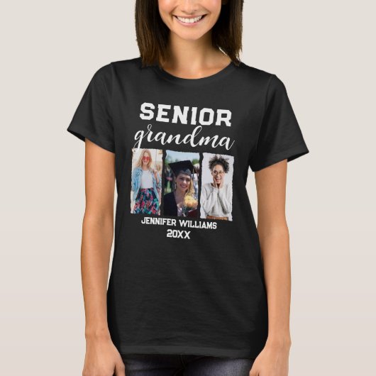 Aangepaste Senior Oma Afstuderen Foto & Naam T-shirt (Voorkant)