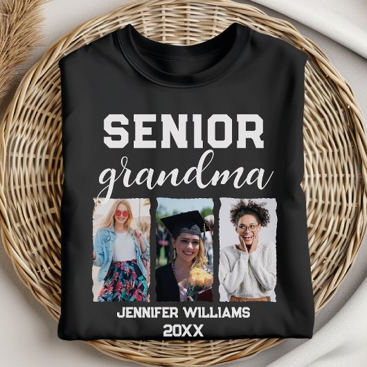 Aangepaste Senior Oma Afstuderen Foto & Naam T-shirt