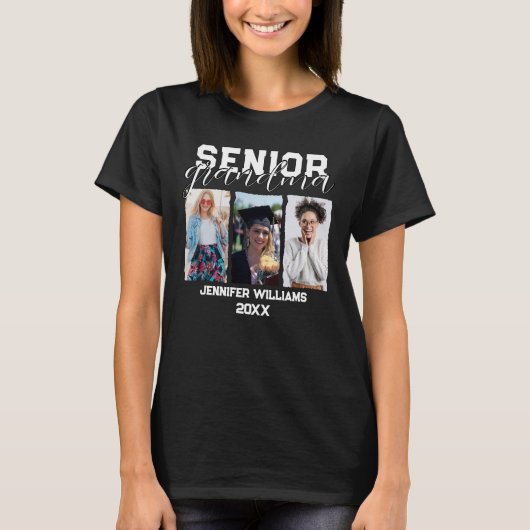 Aangepaste Senior Oma Afstuderen Foto & Naam T-shirt (Voorkant)