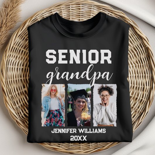 Aangepaste Senior Opa Afstuderen Foto & Naam T-shirt