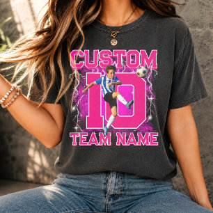 Aangepaste senior voetbalspeler, teamnaam & nummer t-shirt