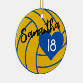 Aangepaste Senior Volleybal Speler Nummer Klas van Keramisch Ornament (Rechts)