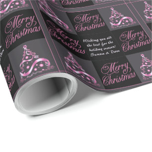 Aangepaste sentiment elegante roze zwart grijs Ker Cadeaupapier
