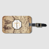 Aangepaste  Sepia Map Naam Bagagelabel (Voorkant (horizontaal))