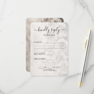 Aangepaste Sepia Oude Bloemen Bruiloft RSVP Kaartje