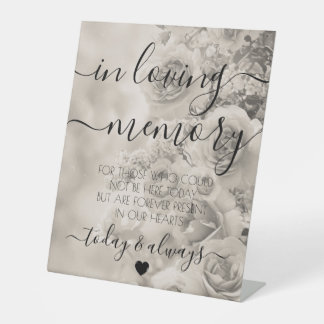 Aangepaste Sepia Oude Bloemen Herdenking Reclamebord Met Voetstuk