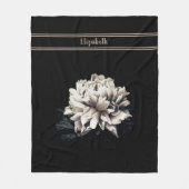 Aangepaste Sepia Peony Black Middelgrote Grootte Fleece Deken (Voorkant)