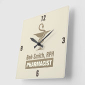 Aangepaste Sepia Pharmacist Bowl van Hygieia Vierkante Klok (Hoek)