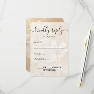 Aangepaste Sepia Witte Bloemen Trouw RSVP Kaartje
