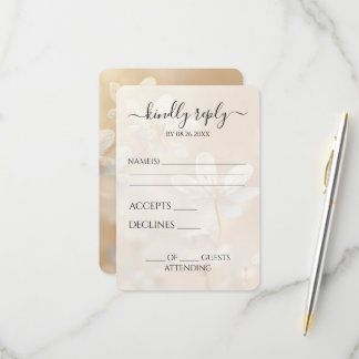 Aangepaste Sepia Witte Bloemen Trouw RSVP Kaartje