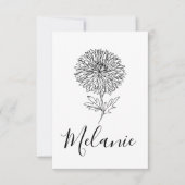 Aangepaste September Aster Geboorte Bloem Gift voo Bedankkaart (Voorkant)