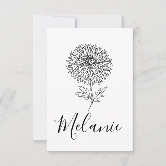 Aangepaste September Aster Geboorte Bloem Gift voo Bedankkaart (Voorkant)