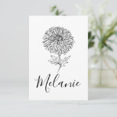 Aangepaste September Aster Geboorte Bloem Gift voo Bedankkaart (Staand voorkant)