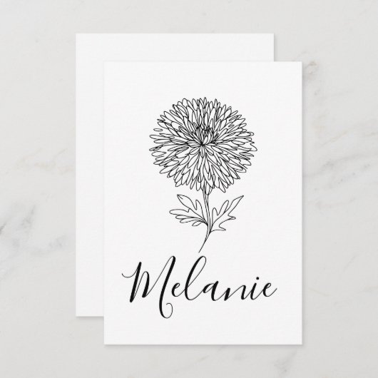 Aangepaste September Aster Geboorte Bloem Gift voo Bedankkaart (Voorkant / Achterkant)