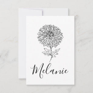 Aangepaste September Aster Geboorte Bloem Gift voo Bedankkaart