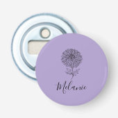Aangepaste September Aster Geboorte Bloem Gift voo Button Flesopener (Voorkant)