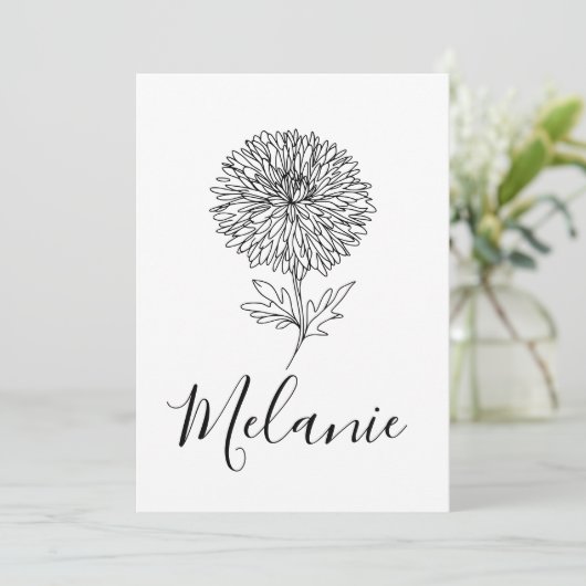 Aangepaste September Aster Geboorte Bloem Gift voo Kaart (Staand voorkant)