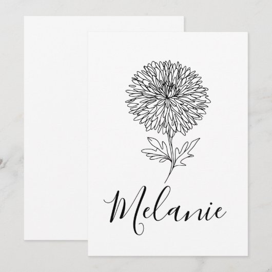 Aangepaste September Aster Geboorte Bloem Gift voo Kaart (Voorkant / Achterkant)