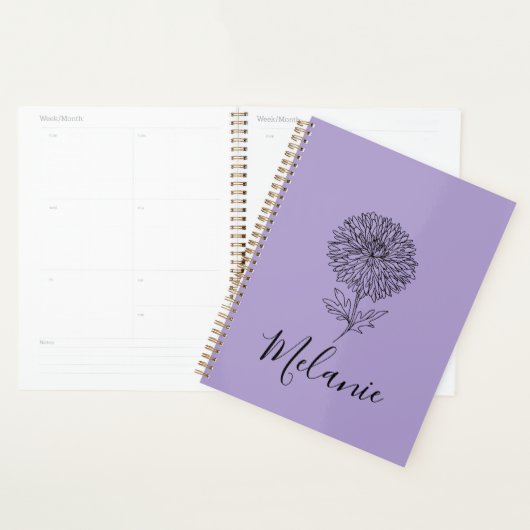 Aangepaste September Aster Geboorte Bloem Gift voo Planner (Display)