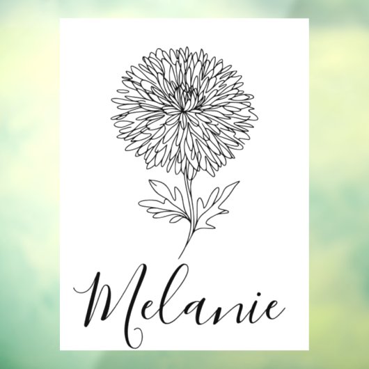 Aangepaste September Aster Geboorte Bloem Gift voo Raamsticker (Vel 3)