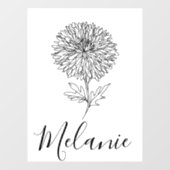 Aangepaste September Aster Geboorte Bloem Gift voo Raamsticker (Vel)