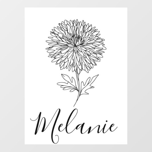 Aangepaste September Aster Geboorte Bloem Gift voo Raamsticker (Vel)