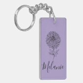 Aangepaste September Aster Geboorte Bloem Gift voo Sleutelhanger (Voorkant Links)