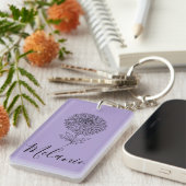 Aangepaste September Aster Geboorte Bloem Gift voo Sleutelhanger (Voorkant Rechts)