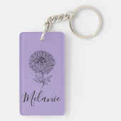 Aangepaste September Aster Geboorte Bloem Gift voo Sleutelhanger (achterkant)