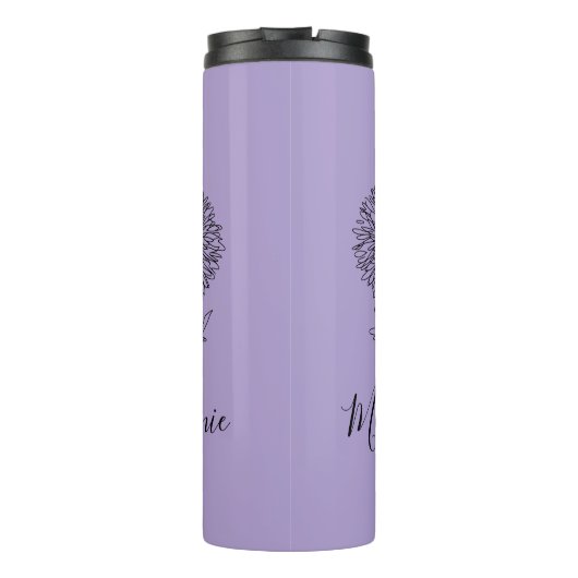 Aangepaste September Aster Geboorte Bloem Gift voo Thermosbeker (Achterkant)