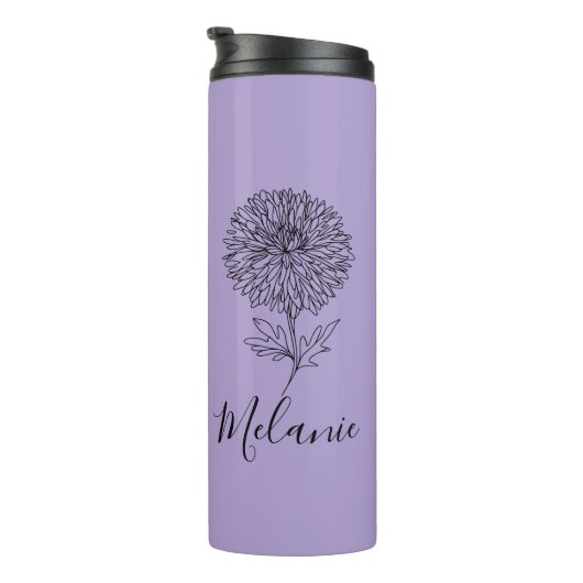 Aangepaste September Aster Geboorte Bloem Gift voo Thermosbeker (Geroteerd rechts)