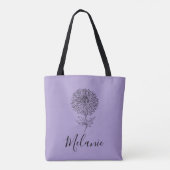 Aangepaste September Aster Geboorte Bloem Gift voo Tote Bag (Achterkant)