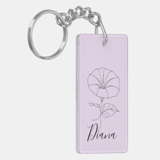 Aangepaste September Morning Glory Geboortebloem G Sleutelhanger (Voorkant Links)