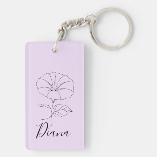 Aangepaste September Morning Glory Geboortebloem G Sleutelhanger (achterkant)