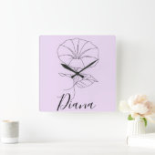 Aangepaste September Morning Glory Geboortebloem G Vierkante Klok (Huis)