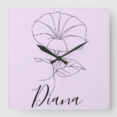 Aangepaste September Morning Glory Geboortebloem G Vierkante Klok (Voorkant)