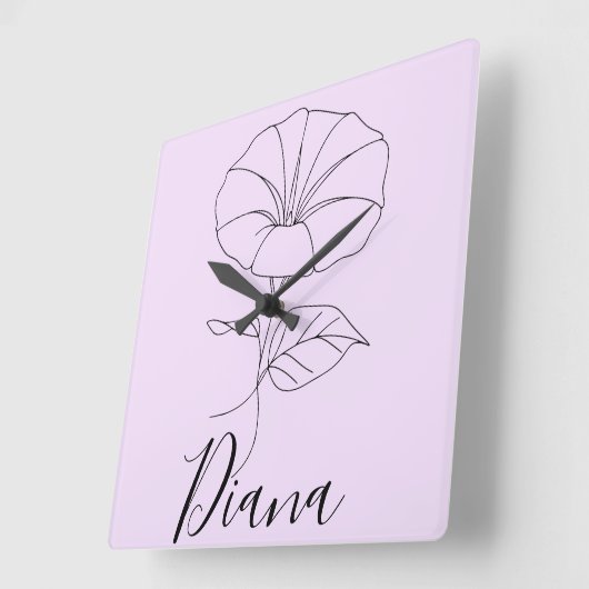 Aangepaste September Morning Glory Geboortebloem G Vierkante Klok (Hoek)