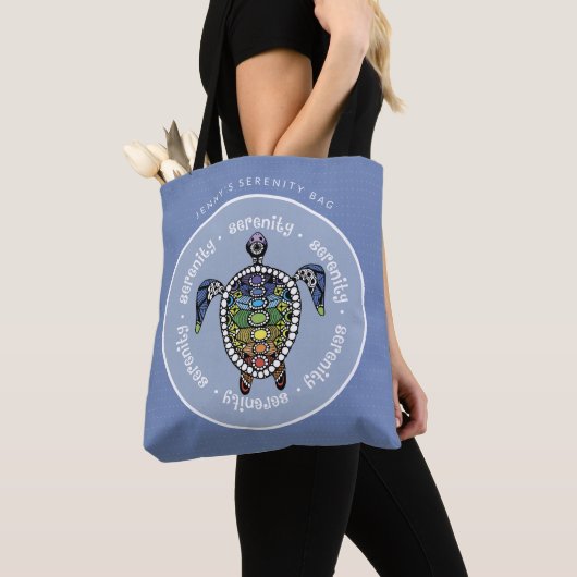 Aangepaste Serenity Turtle Chakras Tote Bag (Dichtbij)
