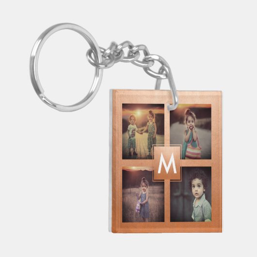 Aangepaste serie Foto Collage Roos Gold Monogram Sleutelhanger (Voorkant Links)