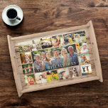 Aangepaste serie Foto Collage Rustic Wood Modern Dienblad<br><div class="desc">Dit aangepaste Robuusachtige,  moderne fotocollage-paneelvormig ontwerp biedt uw familieherinneringen op een lichtbruine houtextuurachtergrond. Geef uw favoriete afbeeldingen en familienaam een persoonlijk tintje voor een echt uniek en elegant cadeautje voor uw wensen.</div>