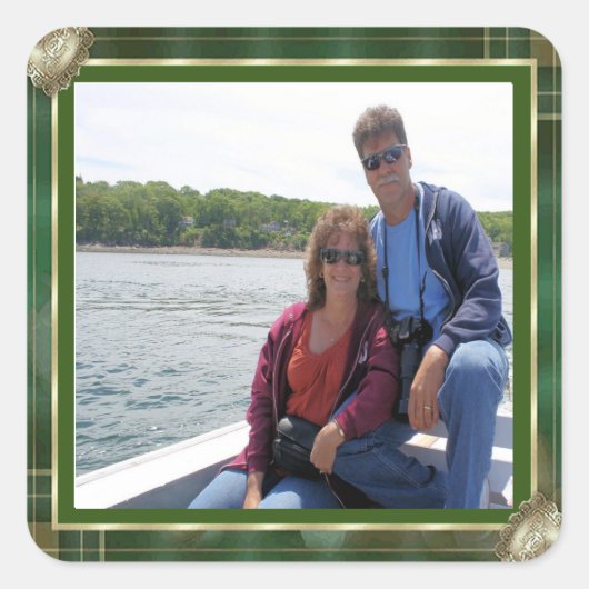 Aangepaste serie Foto groen Antiek Lijst DIY, ZYPI Vierkante Sticker (Voorkant)