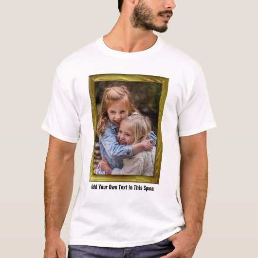 Aangepaste serie Foto in Gold Lijst + Snel tekst T-shirt (Voorkant)