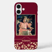 Aangepaste serie foto-monogram naam Leaves Burgund Case-Mate iPhone Case (Achterkant)